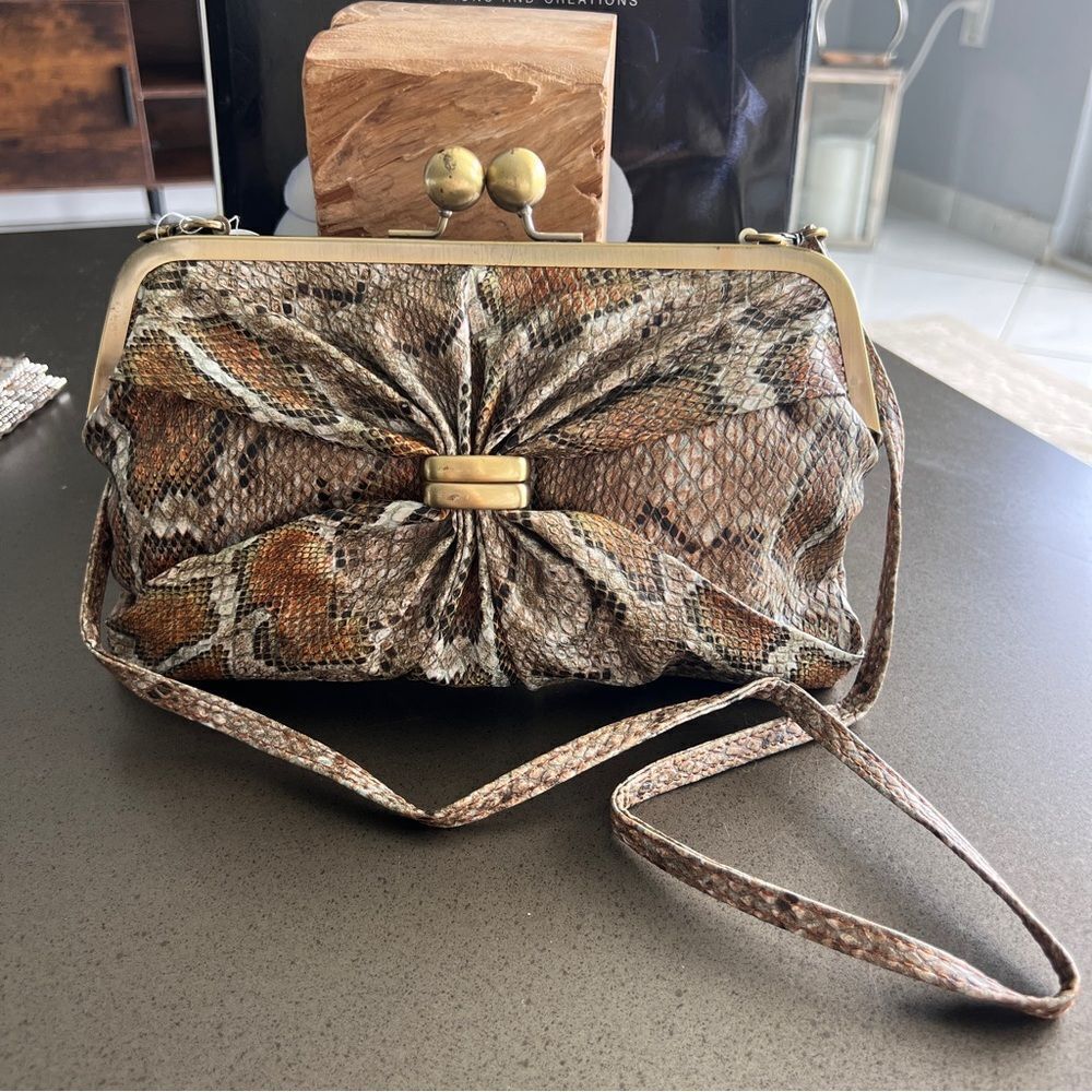 Jessica Simpson Faux Snakeskin Clutch Bag with Strap